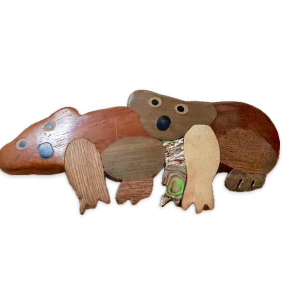 Koala bears wood brooch - Handcrafted Brooch or Necklace you choose - Picture 12 of 15